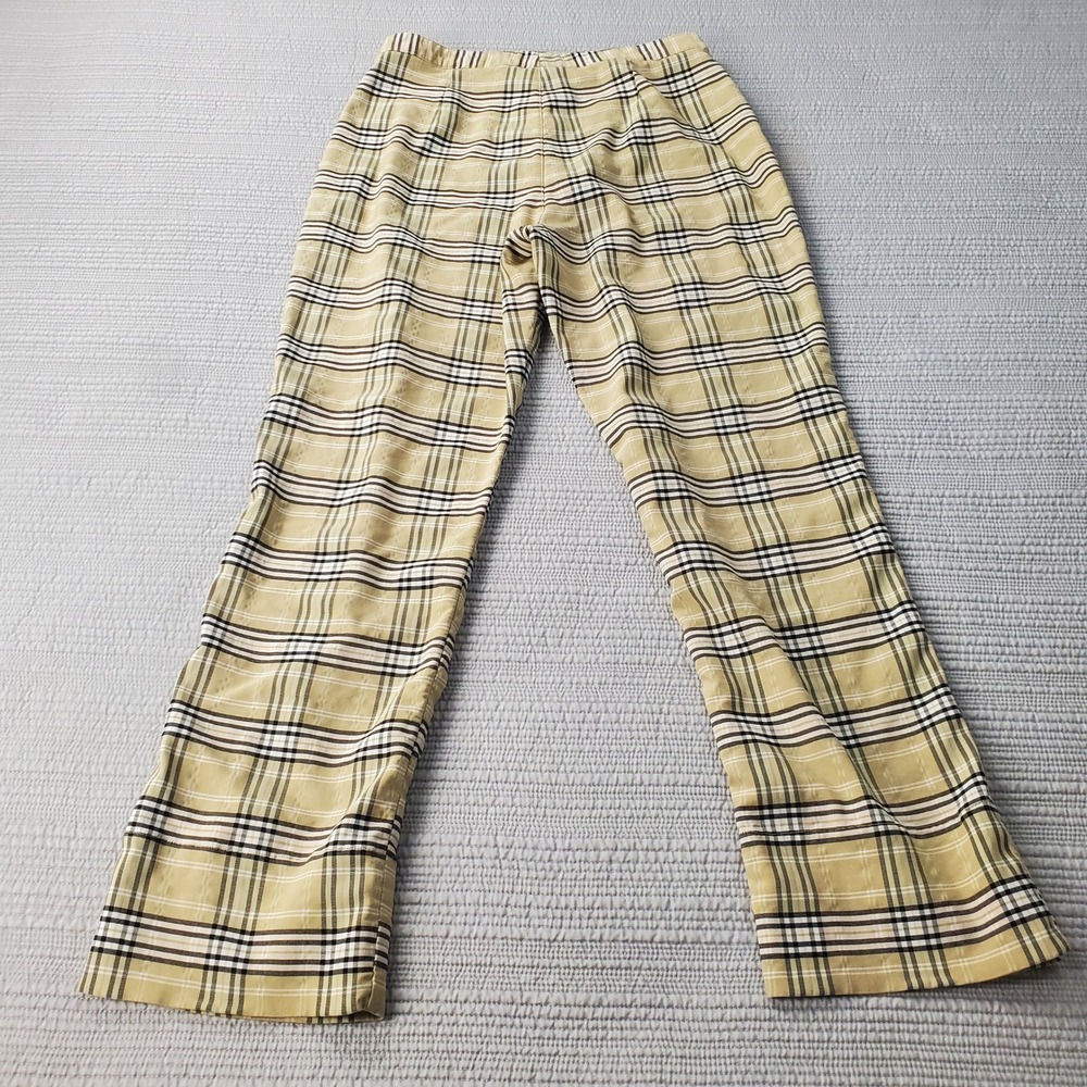 Plaid Dress Pants Womens 30x28 Tan Black White Check Straight Leg Trousers